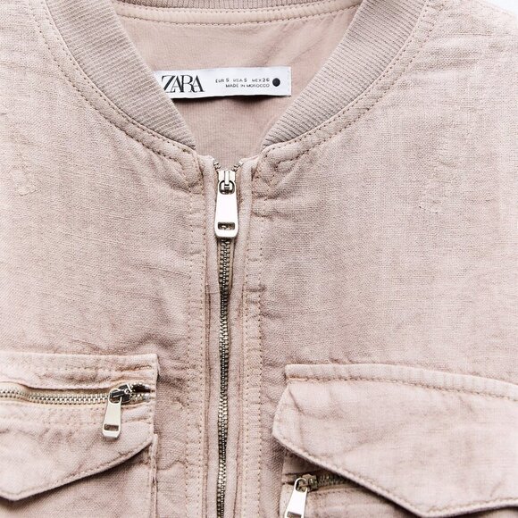 ZARA LINEN PANTS AND LINEN BOMBER JACKET SET - Picture 8 of 8